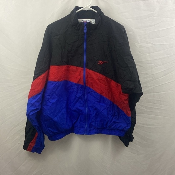 Vintage Reebok Men’s Red Blue Black Size Large Windbreaker Jacket - Picture 3 of 11